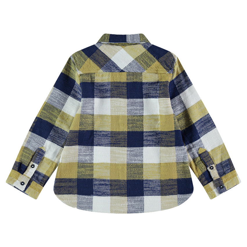 Μακρυμάνικο πουκάμισο με καρό σε αντίθεση και τσέπες 