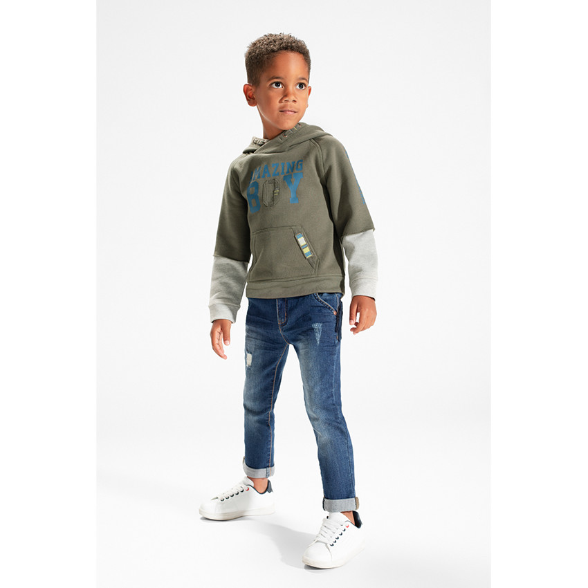 Φανελένιο φούτερ 2 σε 1 με κουκούλα  