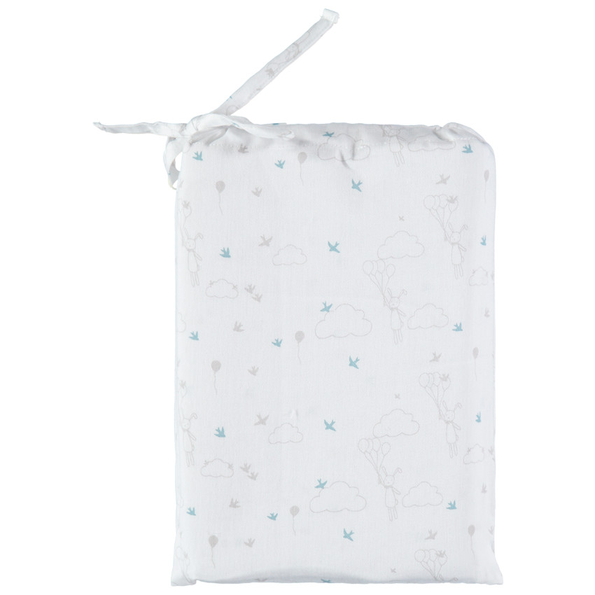 Σετ παπλωματοθήκη και μαξιλαροθήκη με στάμπα κουνελάκι και αστέρια 