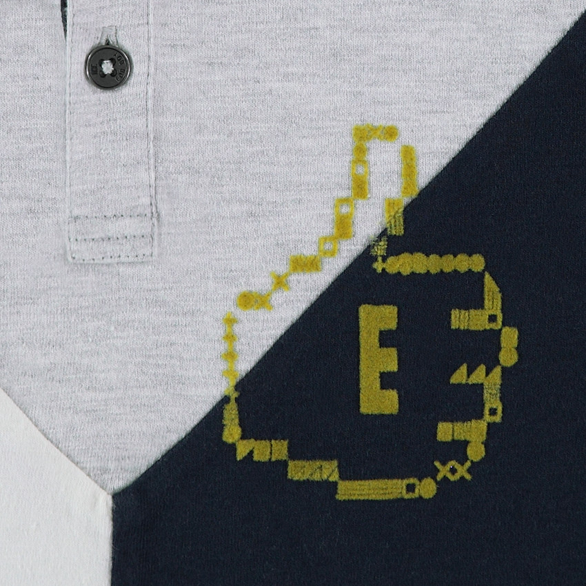 Τρίχρωμο μακρυμάνικο πόλο με τυπωμένο χεράκι 