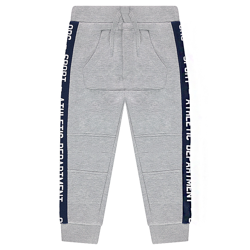 Παντελόνι φόρμας από φανέλα με λωρίδες σε αντίθεση και τσέπη καγκουρό 