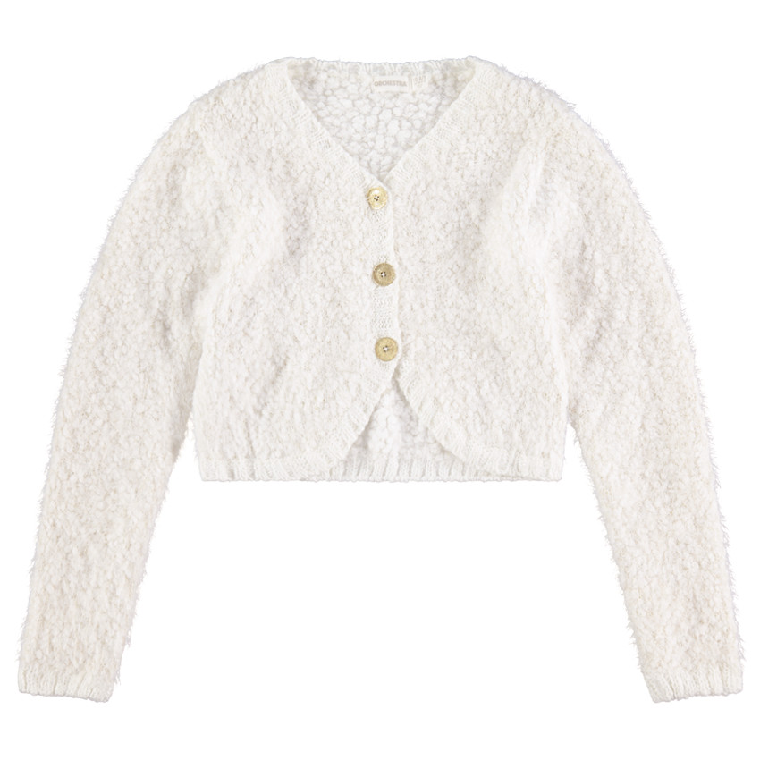 Παιδικά - Ζακέτα σε πλέξη ποπ-κορν με κουμπιά 