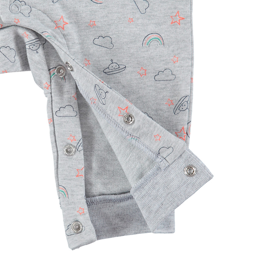 Ολόσωμο βαμβακερό φορμάκι με φαντεζί εμπριμέ και κεντημένο σύννεφο 