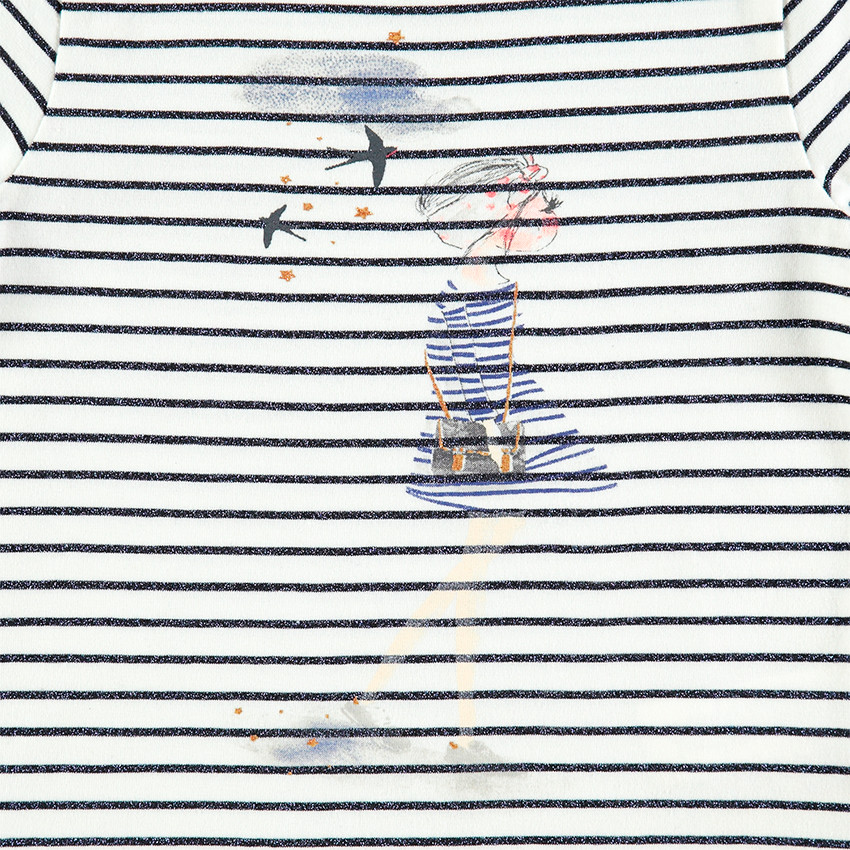 Μακρυμάνικη μπλούζα με ρίγες σε όλη την επιφάνεια και τυπωμένη σιλουέτα 