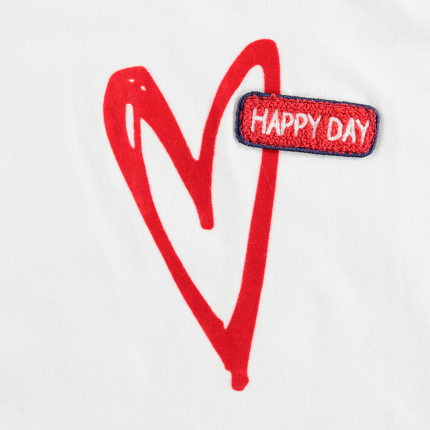 Κοντομάνικη ζέρσεϊ μπλούζα με τυπωμένη καρδιά και μπουκλέ σήμα 